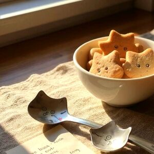 Kitty Silvery Accessory Spoon For Cat Lovers (2 Pack)